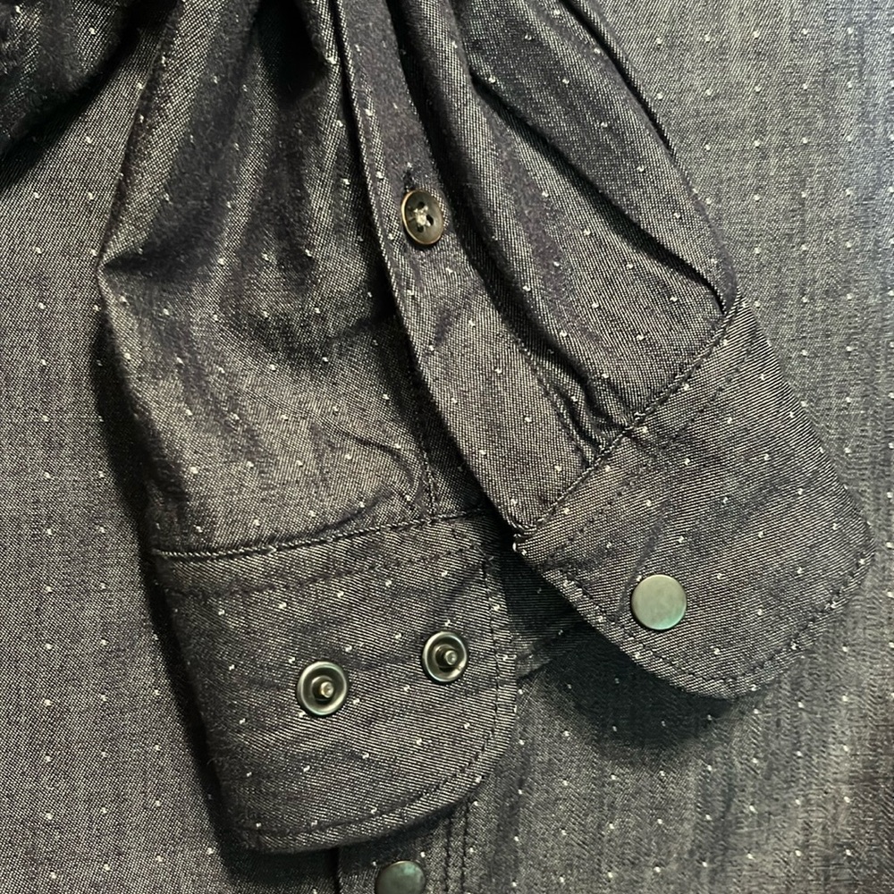 Kenneth Cole Blue Chambray Super Slim Fit Snap Front Shirt - Picture 13 of 16